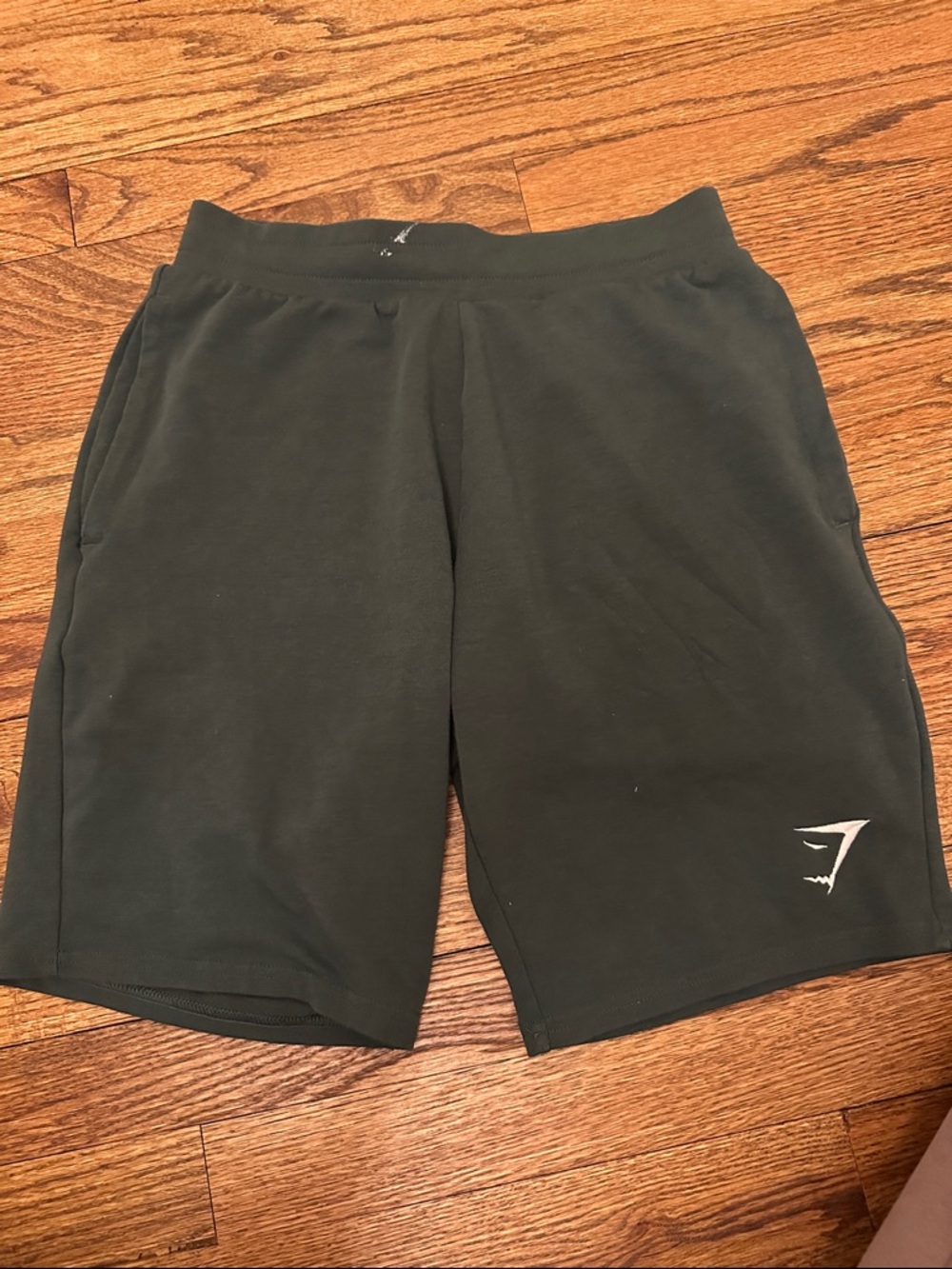 Gymshark Men's Athletic Shorts in Dark Green with White Logo